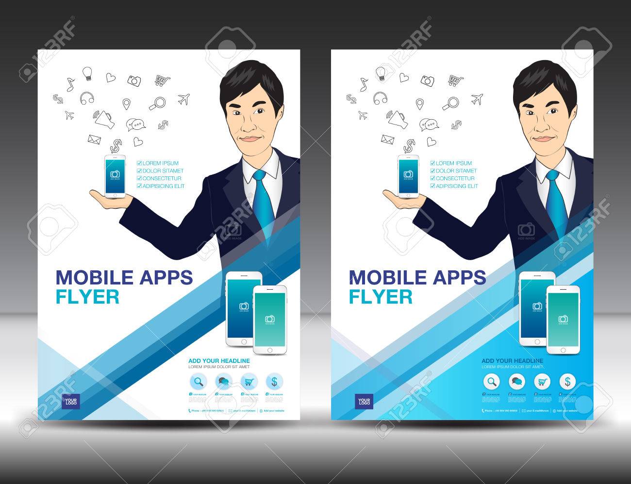 mobile apps flyer template business brochure flyer design layout advertisment template