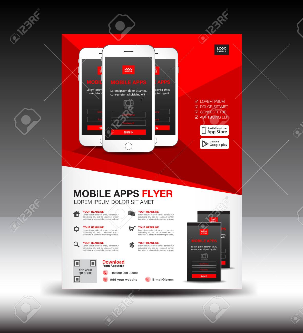 mobile apps flyer template royalty free cliparts vectors and