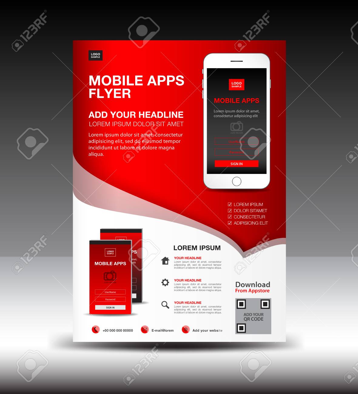 Mobile Apps Flyer Template Business Brochure Flyer Design Layout Royalty Free Cliparts Vectors And Stock Illustration Image