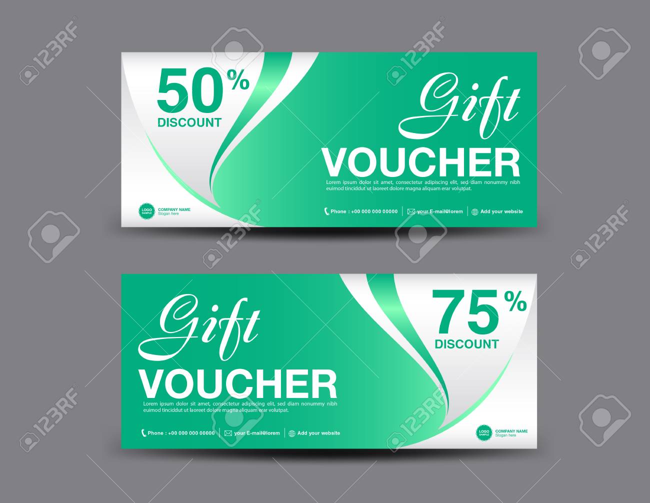 green gift voucher template coupon design certificate ticket