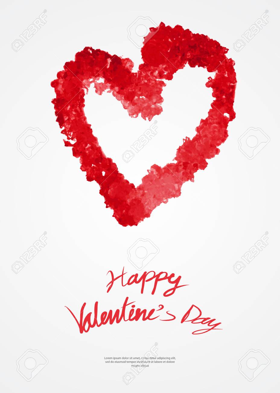 バレンタインの日カード テンプレート グリーティング カード レイアウト 心臓手描きベクトル イラスト バナー デザイン Web 愛 はがきにサインアップします のイラスト素材 ベクタ Image