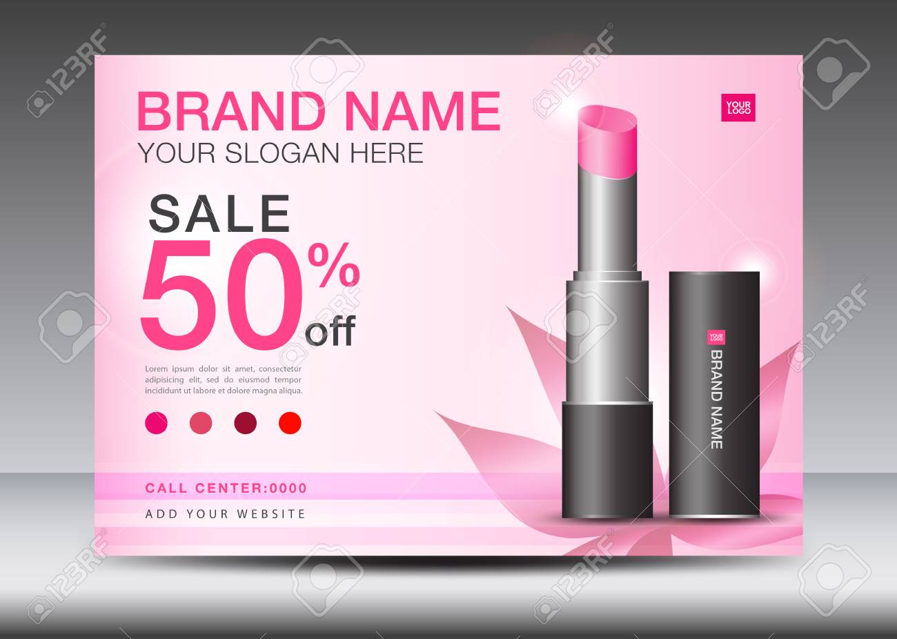 lipstick ads cosmetics banner design template vector illustration advertisement for a product