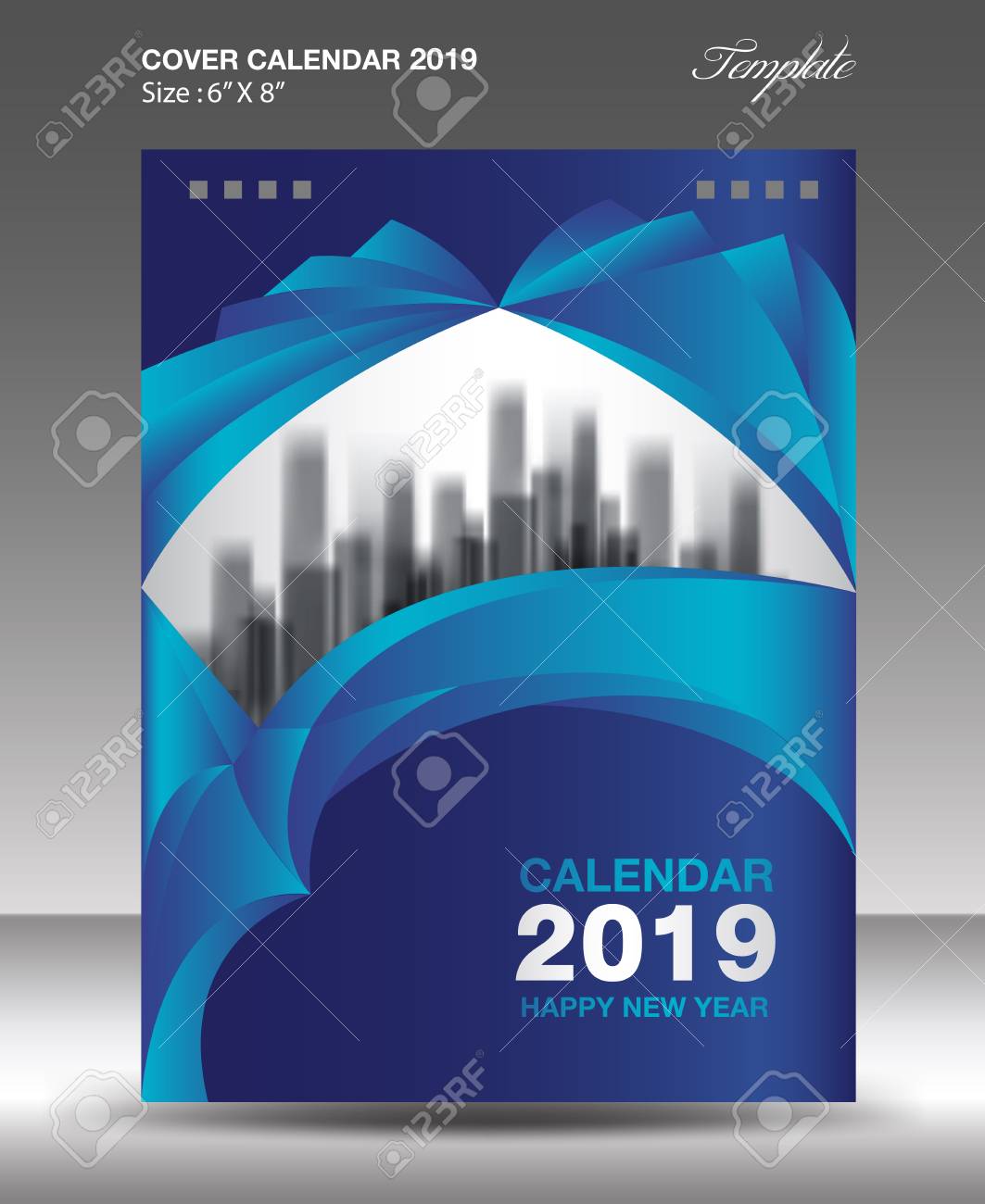 blue cover desk calendar 2019 design flyer template ads booklet