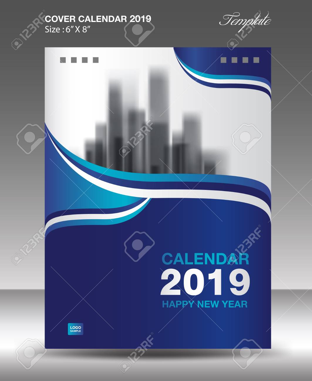 blue cover desk calendar 2019 design flyer template ads booklet template ads