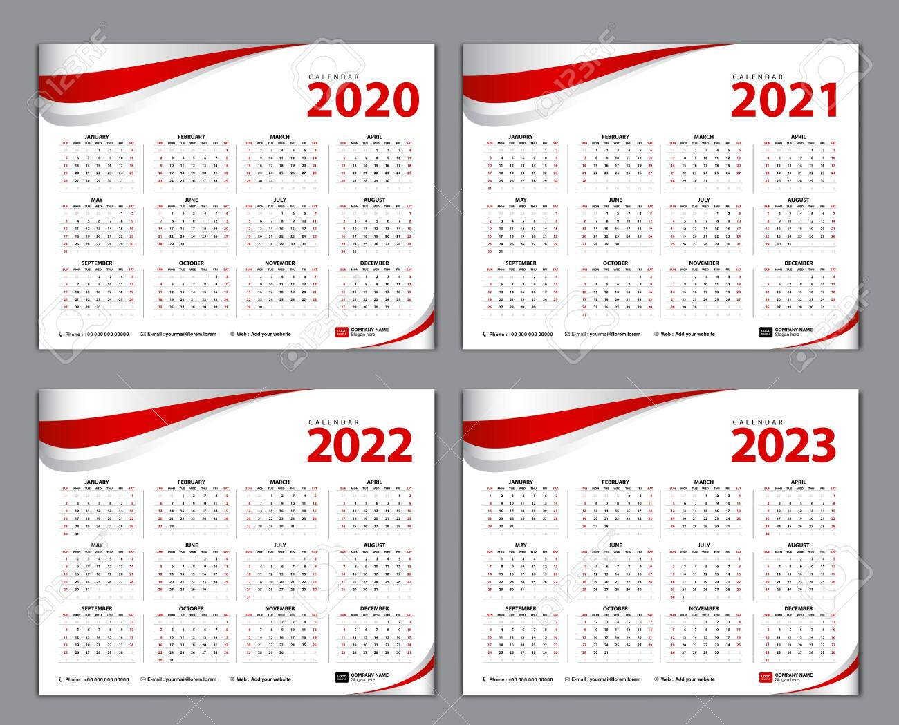 2021 2022 desk calendar Simple Calendar Template For 2020 2021 2022 2023 Years On Royalty Free Cliparts Vectors And Stock Illustration Image 137651583 2021 2022 desk calendar