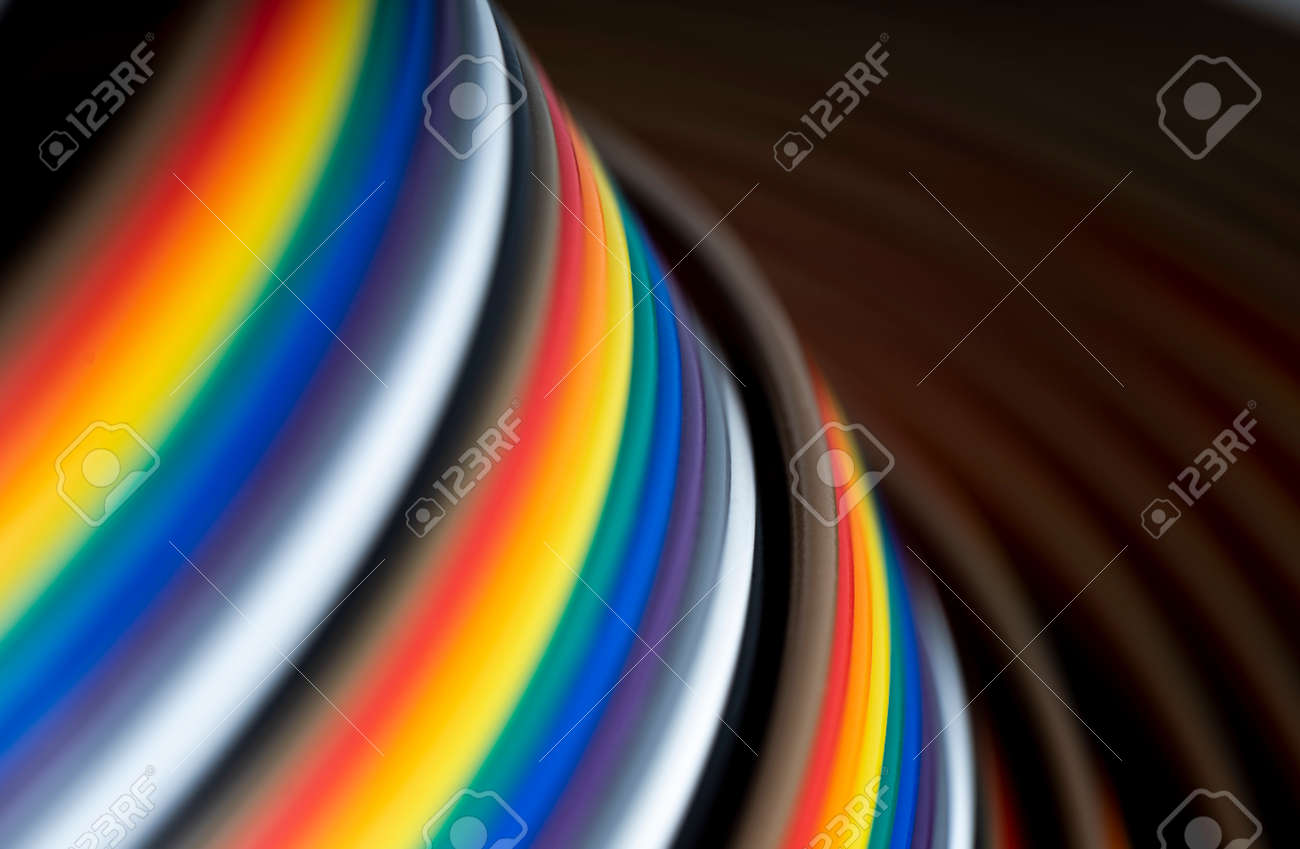 Cable and wires rainbow colored blurred close-up, macro shot, Texture or background. wires color background - 166245208 Cable and wires rainbow colored blurred close-up, macro shot, Texture or background. wires color background - 166245208