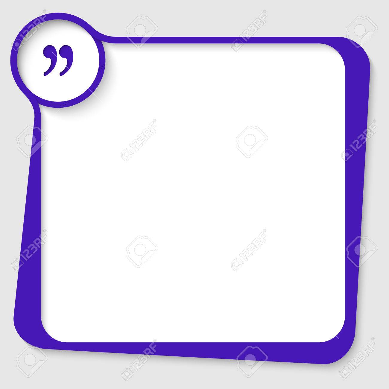blue blank text box for any text with quotation mark royalty free