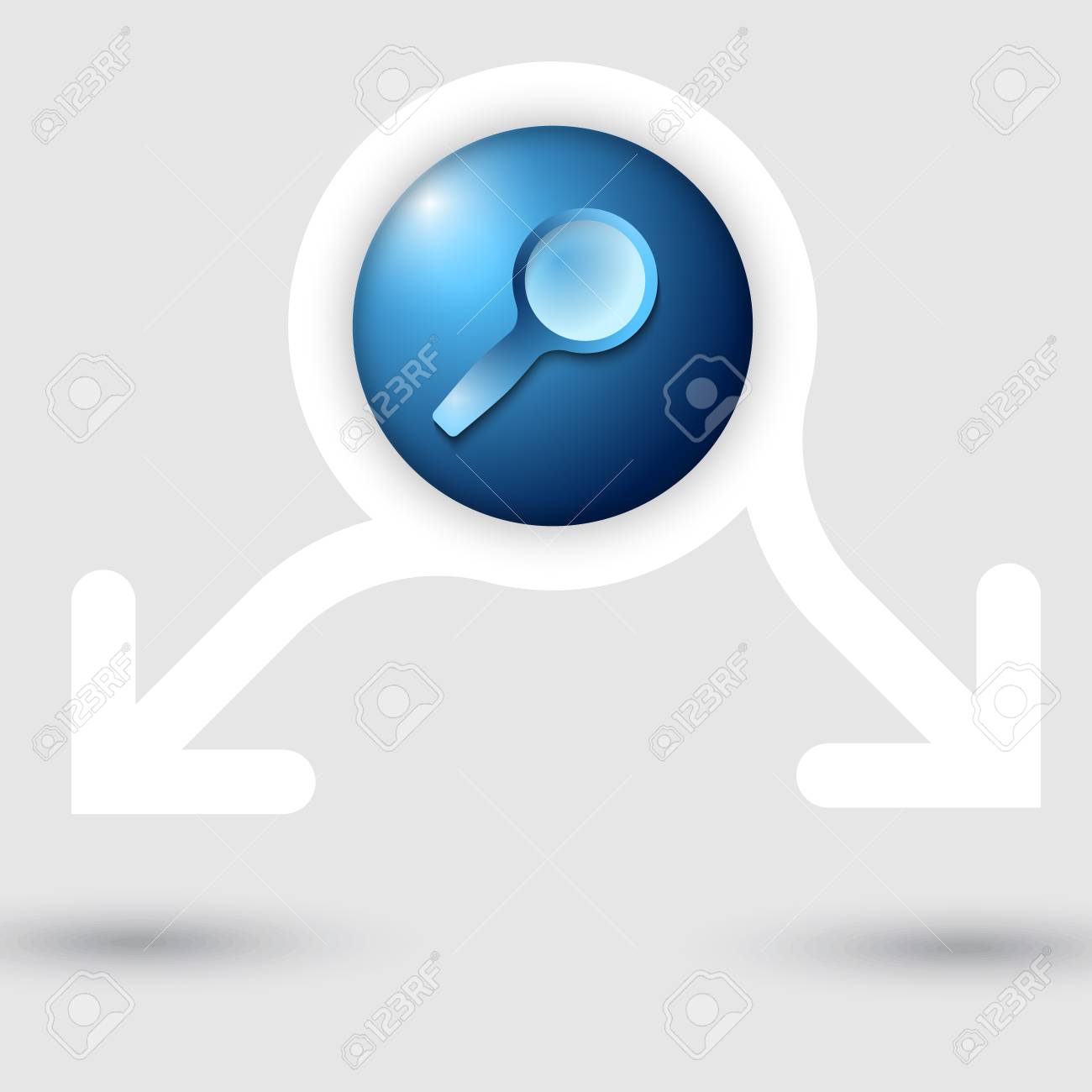 2 つの矢印と拡大鏡の抽象的なフレームのイラスト素材 ベクタ Image