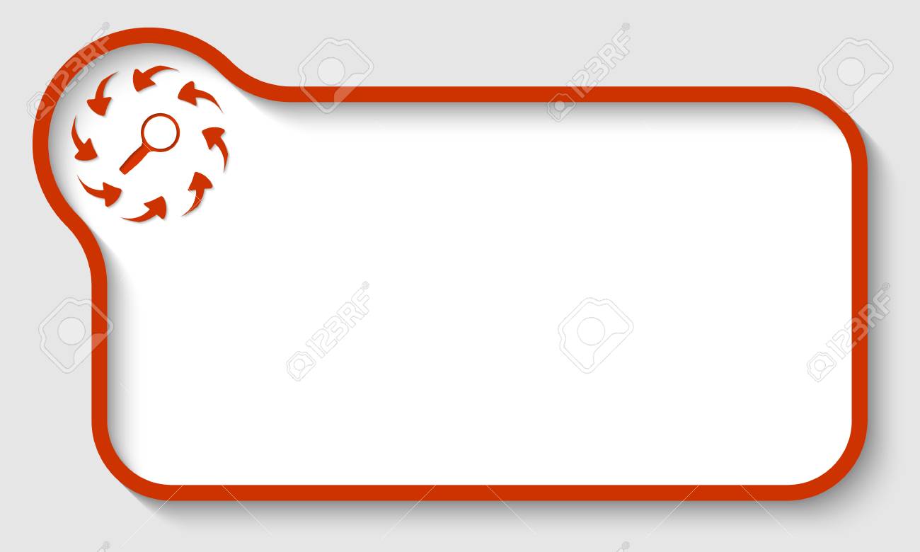 拡大鏡と矢印の付いた赤いテキスト フレームのイラスト素材 ベクタ Image