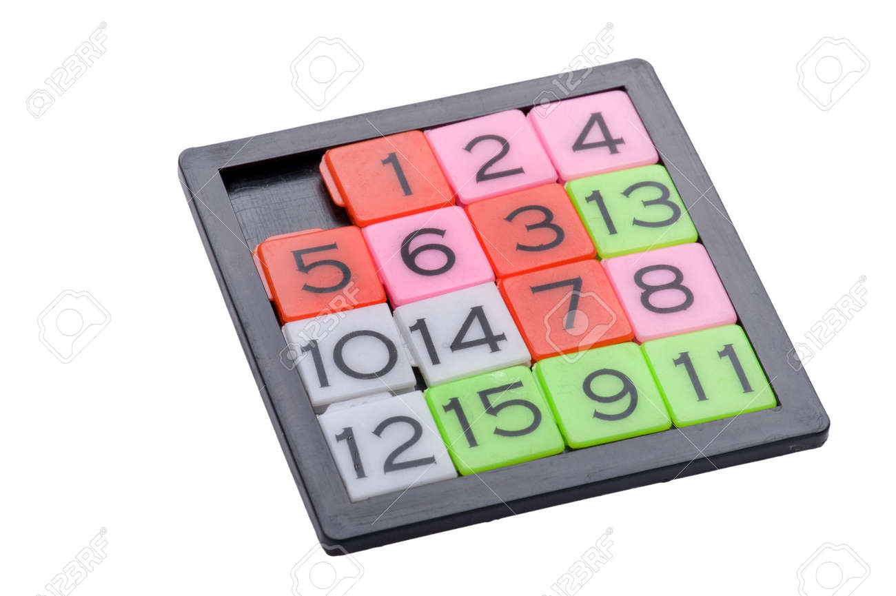 ホワイト ポケット 15 パズルゲームをスライド上のオブジェクト の写真素材 画像素材 Image