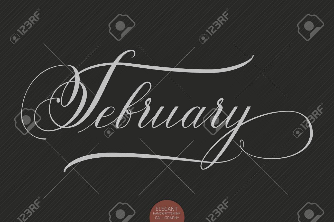 手は 2 月のレタリングを描かれました エレガントなモダンな手書き書道 ベクトル インク イラスト 暗い背景にタイポグラフィ ポスター カード 招待状などが印刷されます のイラスト素材 ベクタ Image 手は 2 月のレタリングを描かれました エレガントなモダンな手書き書道 ベクトル インク イラスト 暗い背景にタイポグラフィ ポスター カード 招待状などが印刷されます のイラスト素材 ベクタ Image