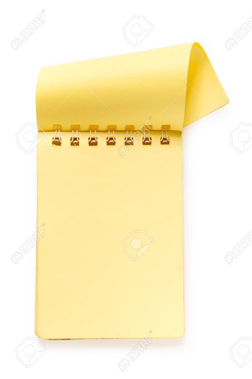 blank yellow notepad on the white background stock photo picture
