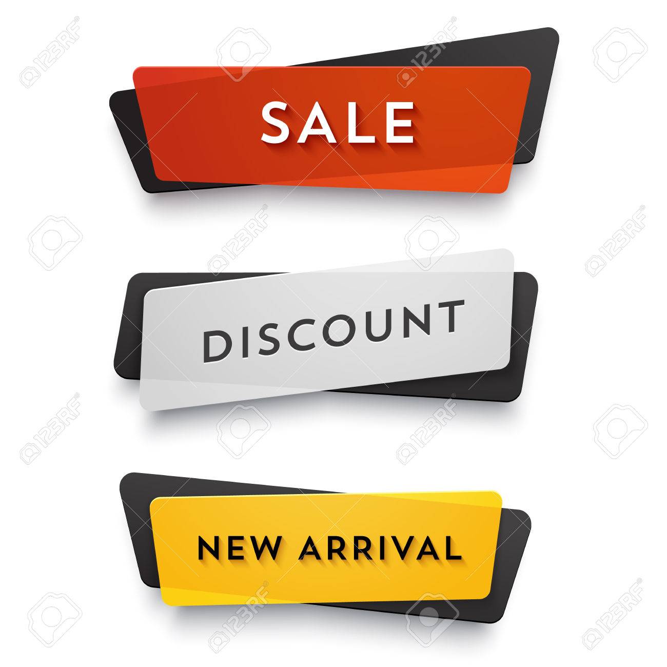 Ecommerce vector banner set. Nice plastic cards in material design style. Transparent black, white, red and yellow paper. - 50664902 Ecommerce vector banner set. Nice plastic cards in material design style. Transparent black, white, red and yellow paper. - 50664902
