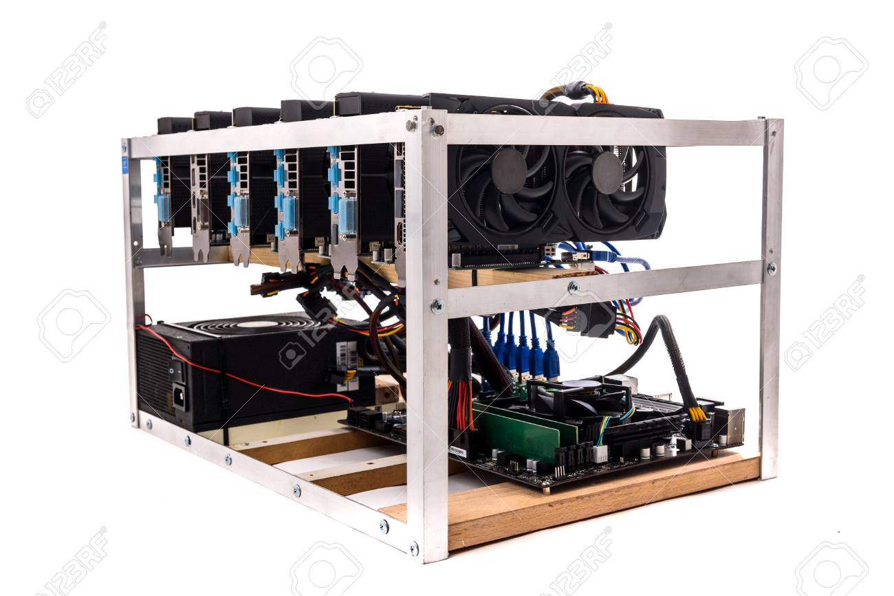 Cryptocurrency Bitcoin Ethereum Altcoin Minería De Minería De Tarjetas  Gráficas. Equipo De Minería De Criptomonedas Hecho En Casa En Caja De  Aluminio Con Placa Base, Tarjetas Gráficas Y Elevadores De Extensión PCIe.