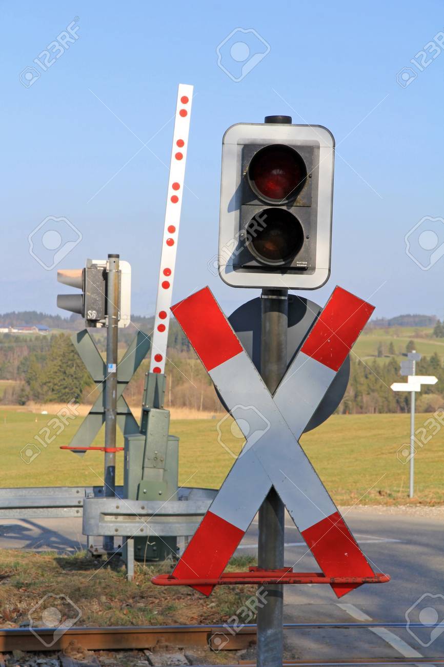 A Level Crossing With Barriers And Traffic Lights Stock Photo Picture And Royalty Free Image Image