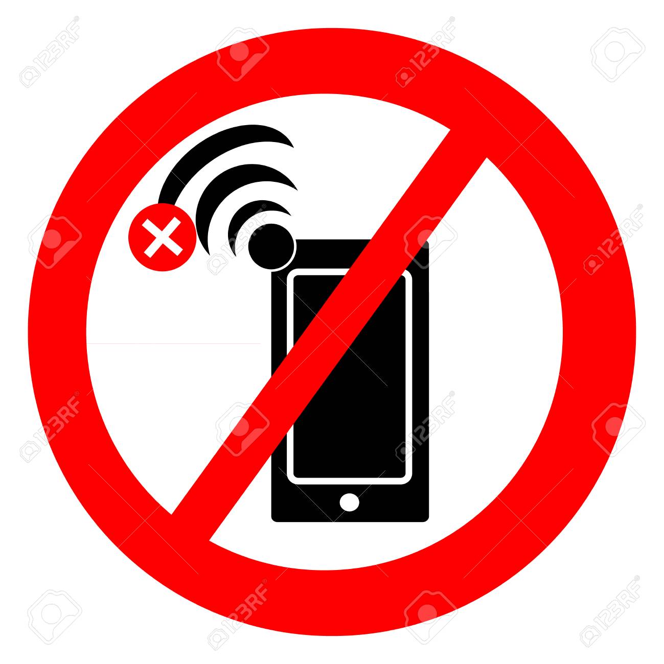 No Signal Symbol With Mobile Phone Vector Illustration Royalty