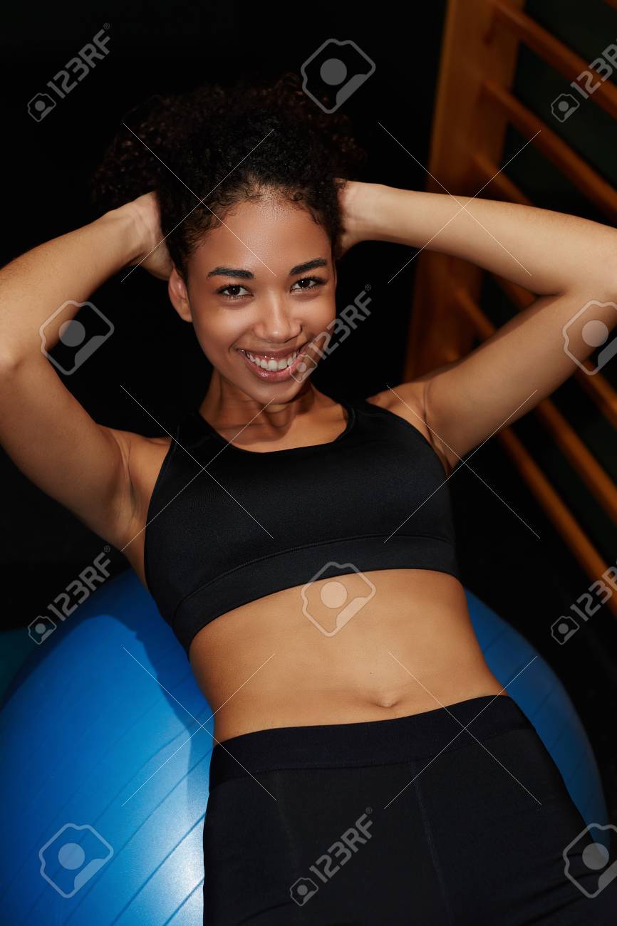 Portrait Of Young Fit Woman Doing Abs Exercises Lying On Pilates Stock Photo Picture And Royalty Free Image Image