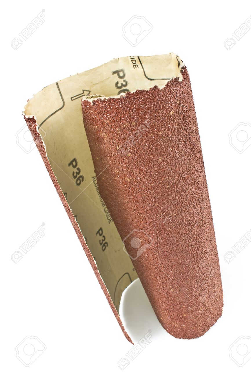 エメリー ペーパー 白で隔離される紙やすり の写真素材 画像素材 Image