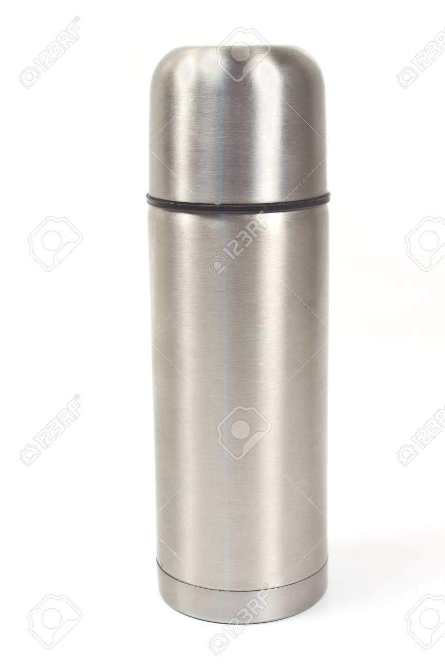 silver thermos flask