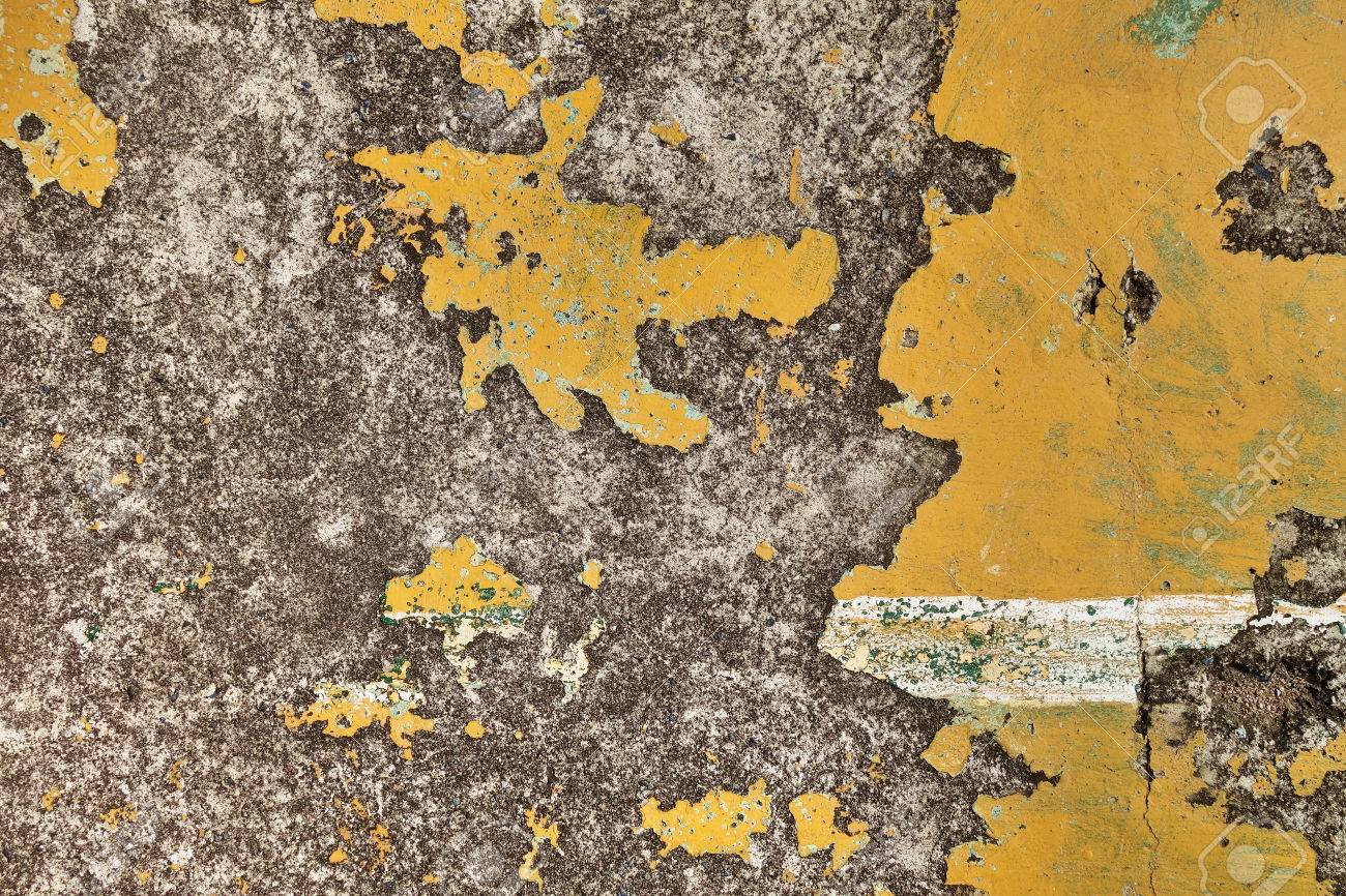 Background Of Old Yellow Painted Concrete Floor Abandon
