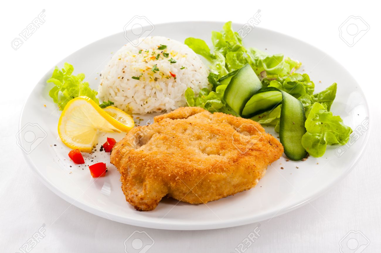Fried Chicken Chop With Rice And Vegetables Stock Photo Picture And Royalty Free Image Image 30652622