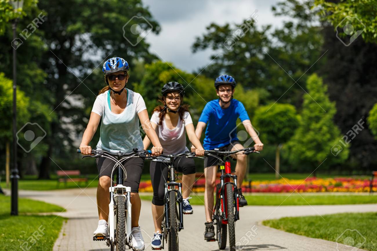 family cycling