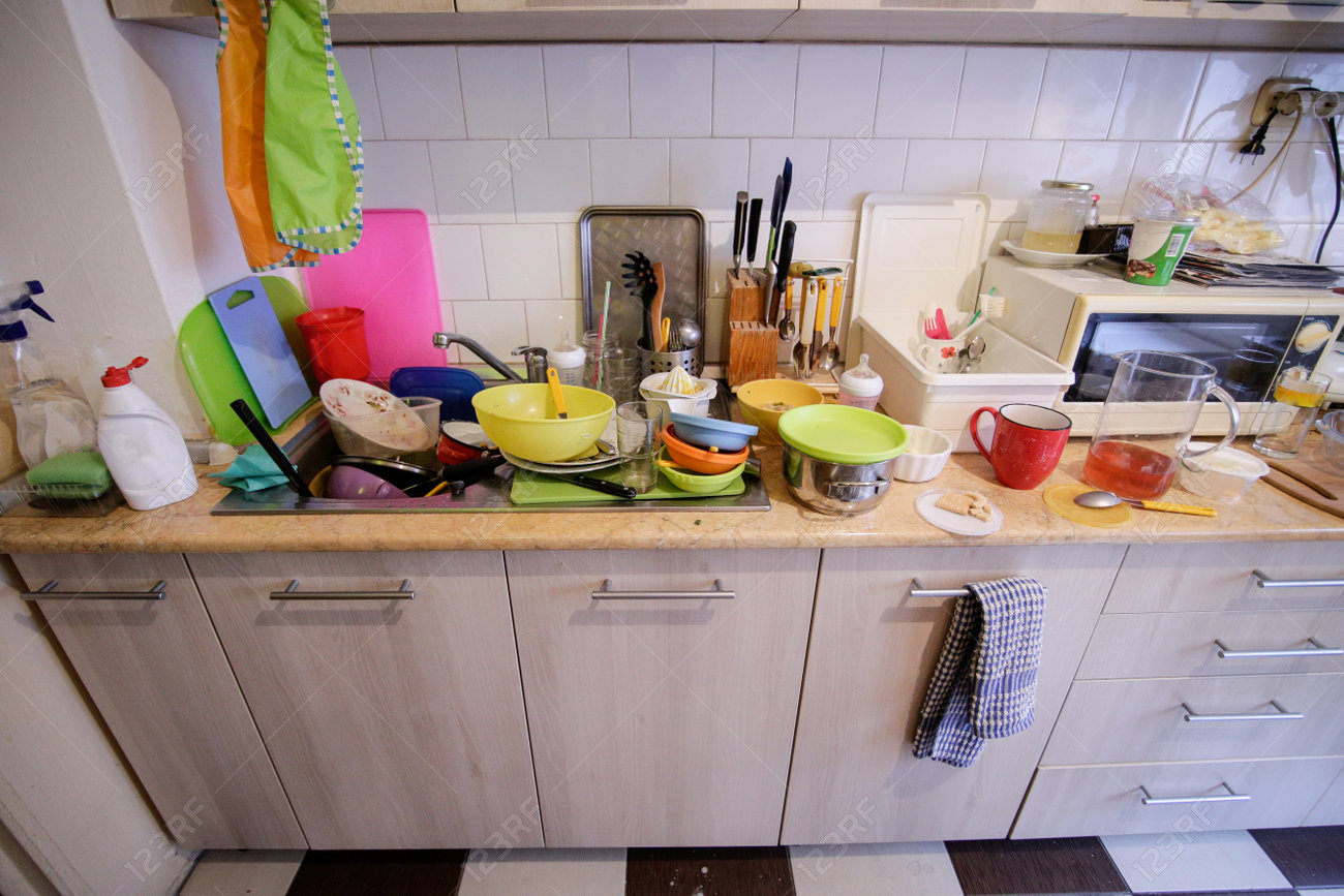 Dirty Dishes In A Domestic Kitchen Stock Photo Picture And Royalty Free Image Image 97243335