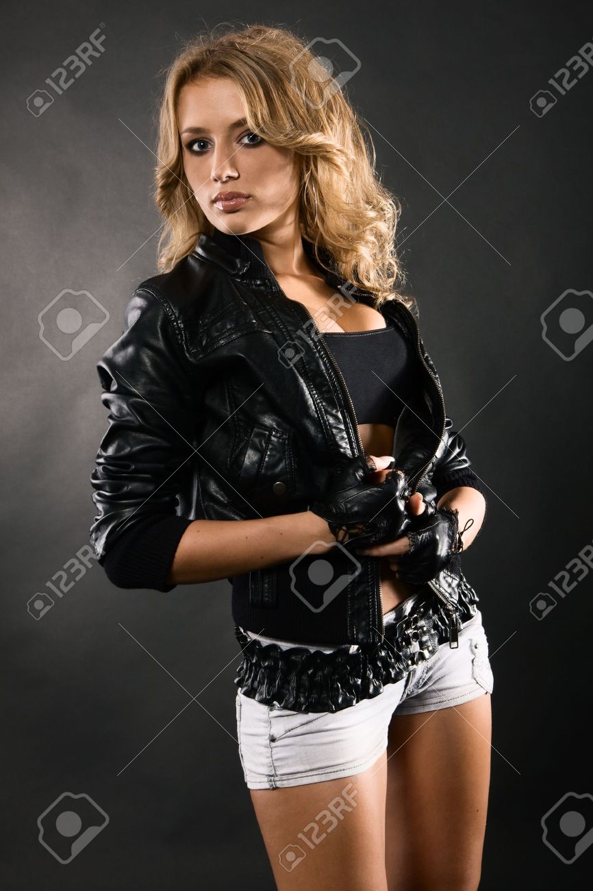 sexy black leather jacket