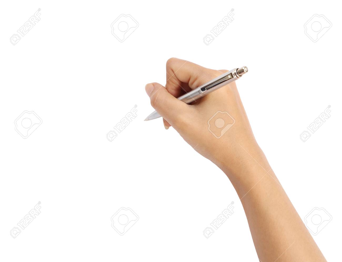 Hand Mit Stift Auf Weissem Hintergrund Lizenzfreie Fotos Bilder Und Stock Fotografie Image 22249337