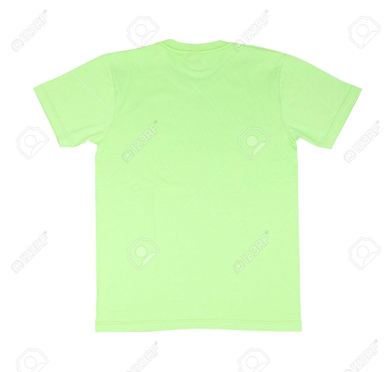 green t shirt template back side on white background stock photo