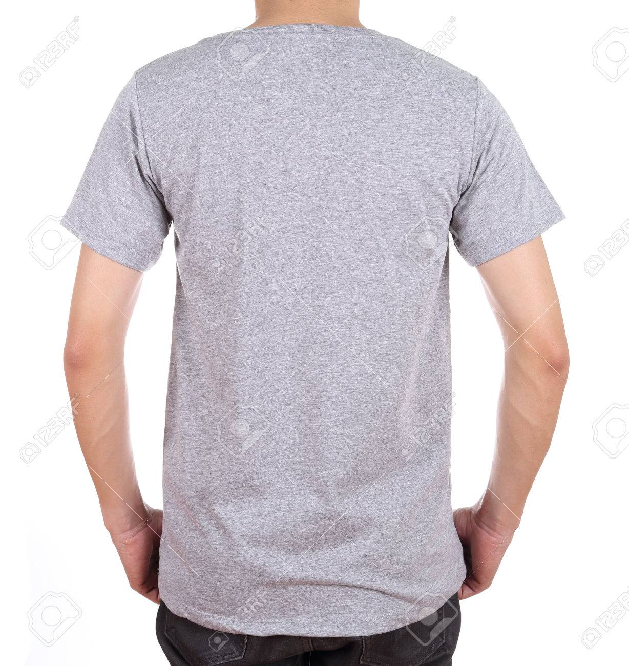Blanco Gris T Shirt De Hombre Parte De Atras Aislado En Fondo Blanco Fotos Retratos Imagenes Y Fotografia De Archivo Libres De Derecho Image