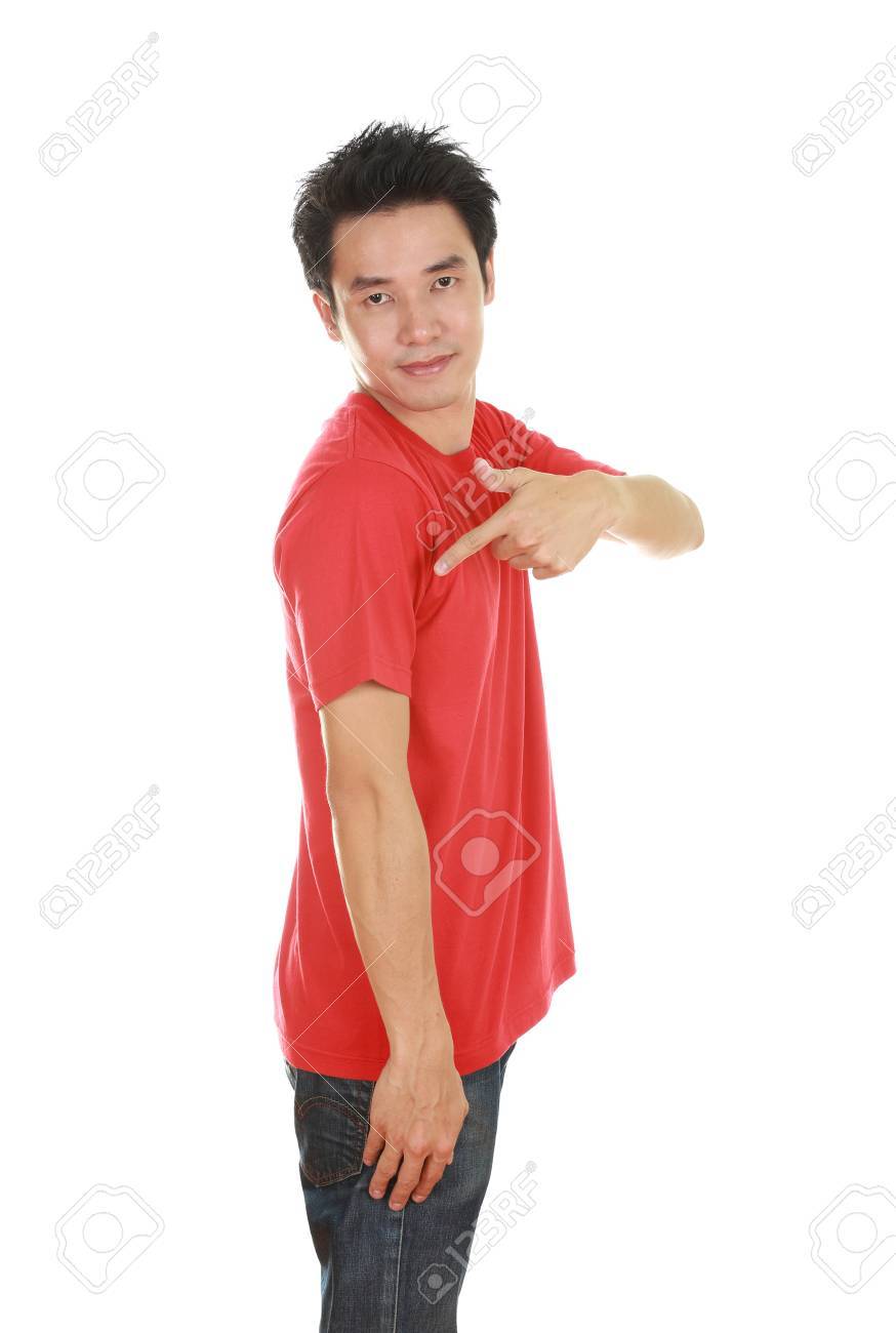 red t shirt side view