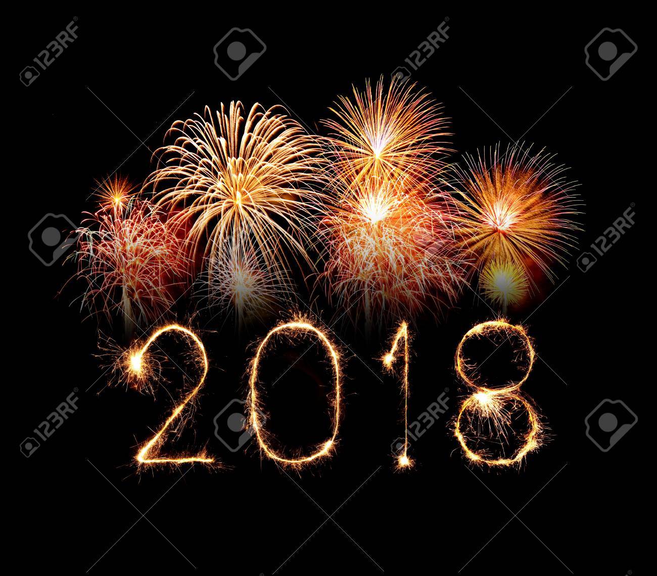 Happy new year 2018 written with Sparkle firework at night - 87163918 Happy new year 2018 written with Sparkle firework at night - 87163918
