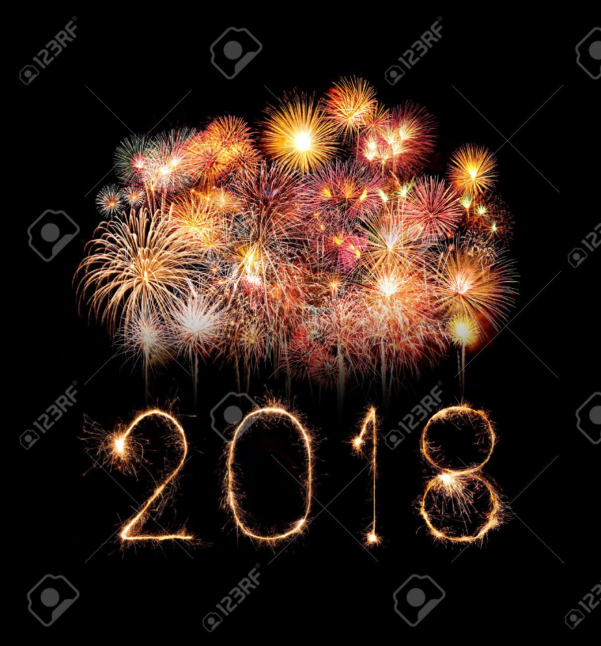 Happy new year 2018 written with Sparkle firework at night - 87099027 Happy new year 2018 written with Sparkle firework at night - 87099027