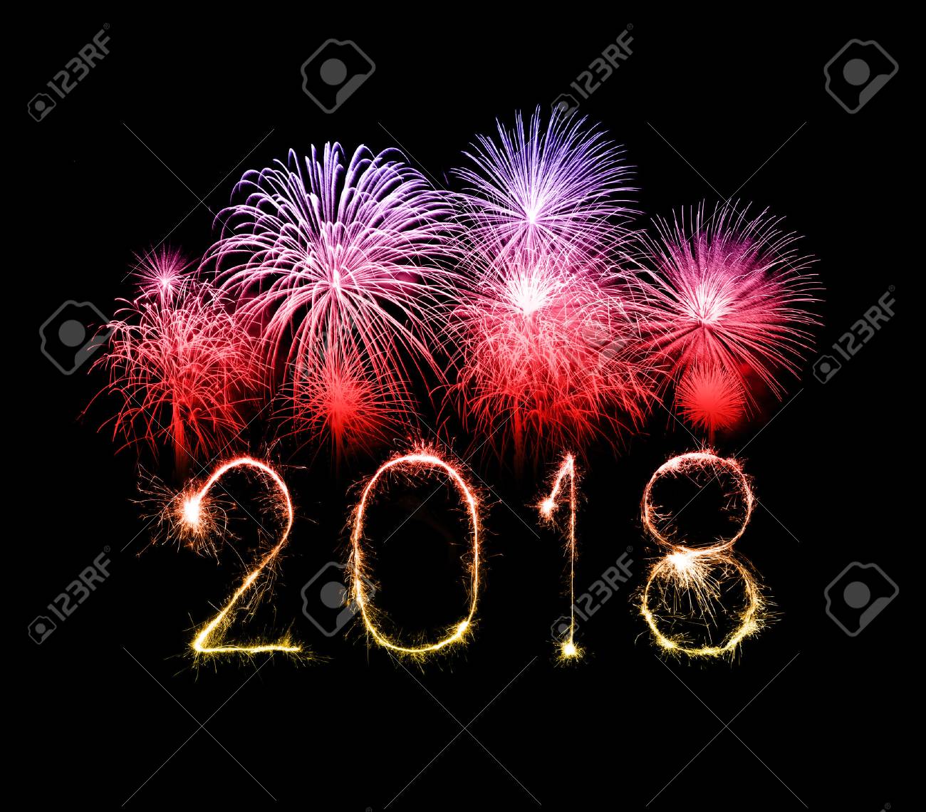 Happy new year 2018 written with Sparkle firework at night - 87176963 Happy new year 2018 written with Sparkle firework at night - 87176963