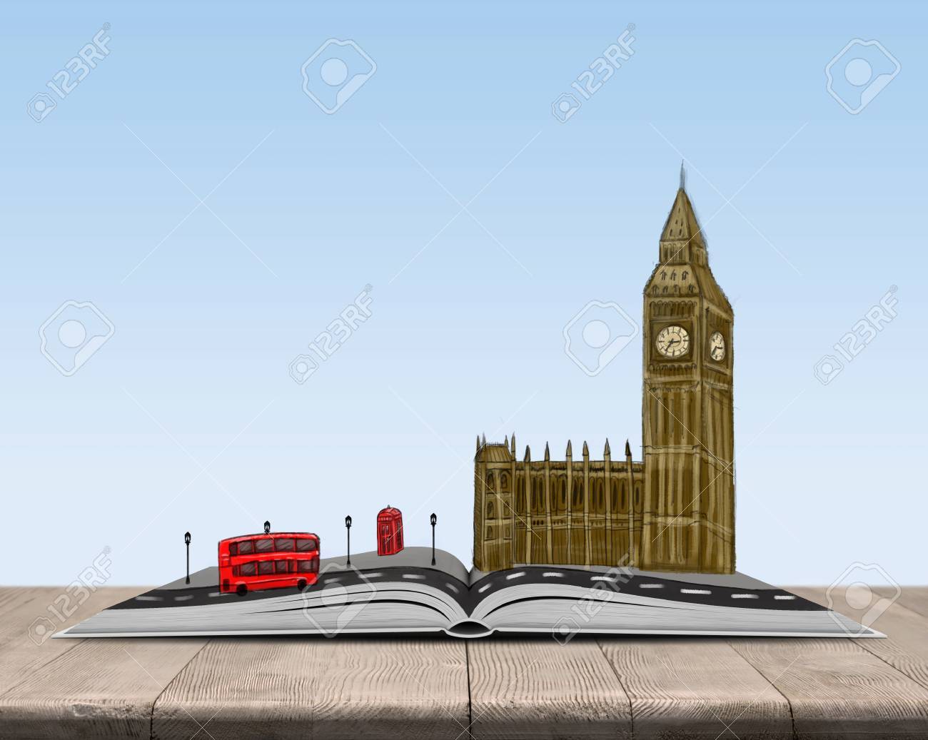 Model Of An Open Book With Sketch Of London On Top Of It The