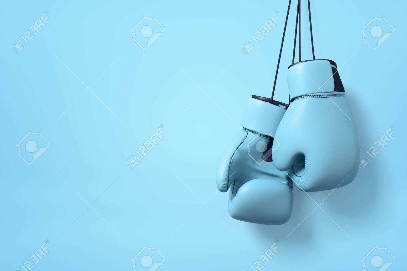 light blue boxing gloves