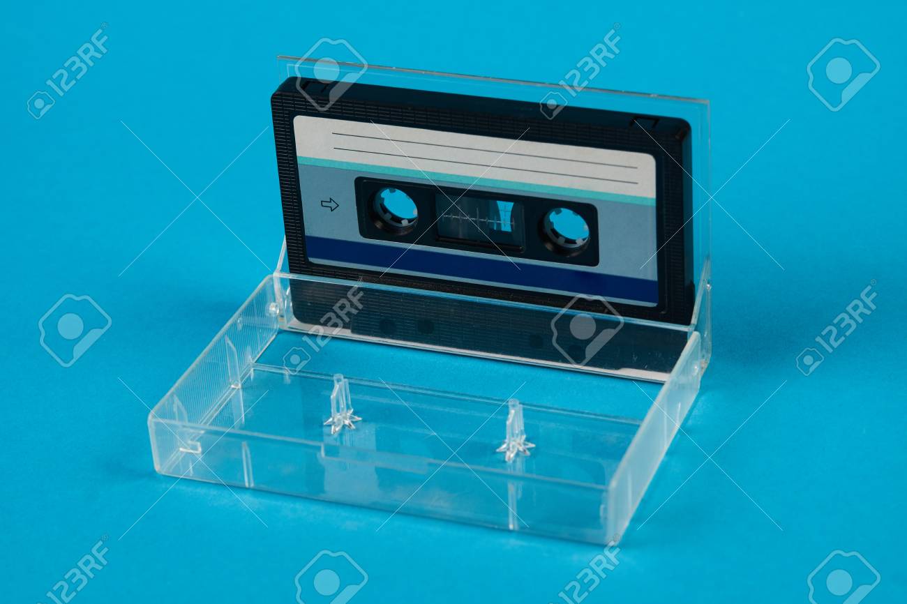 Download Blank Cassette Tape Box On Blue Background Vintage Cassette Tape Case With Retro Cassette Mockup Plastic Analog Magnetic Clear Packaging Template Mixtape Box Open Stock Photo Picture And Royalty Free Image Image