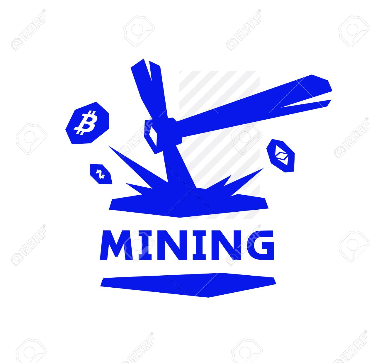 Mining Icon, Bitcoin Mining. Metal Pickax Extracting Crypto Currency. Icon  For Company Isolated On White Background. Brand Of The Company. Emblem On  The Miners. Royalty Free SVG, Cliparts, Vectors, and Stock Illustration.