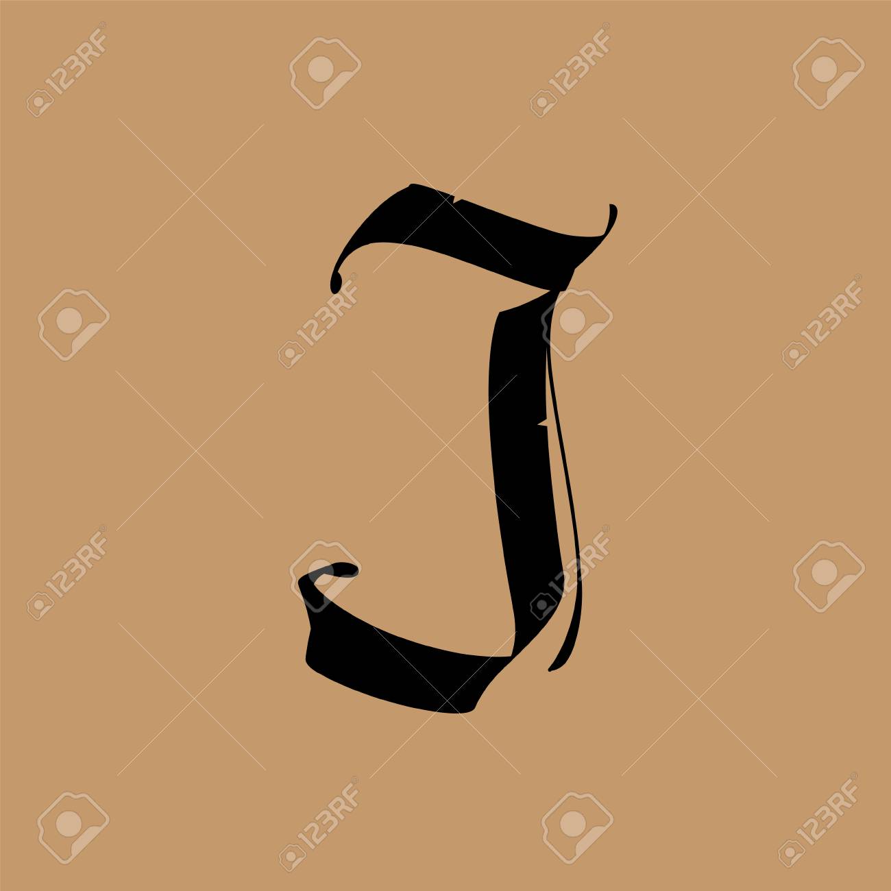 Letter J In The Gothic Style Vector Alphabet The Symbol Is Isolated On A Golden Background Calligraphy And Lettering Medieval Latin Letter Logo For The Company Monogram Elegant Font For Tattoo Royalty