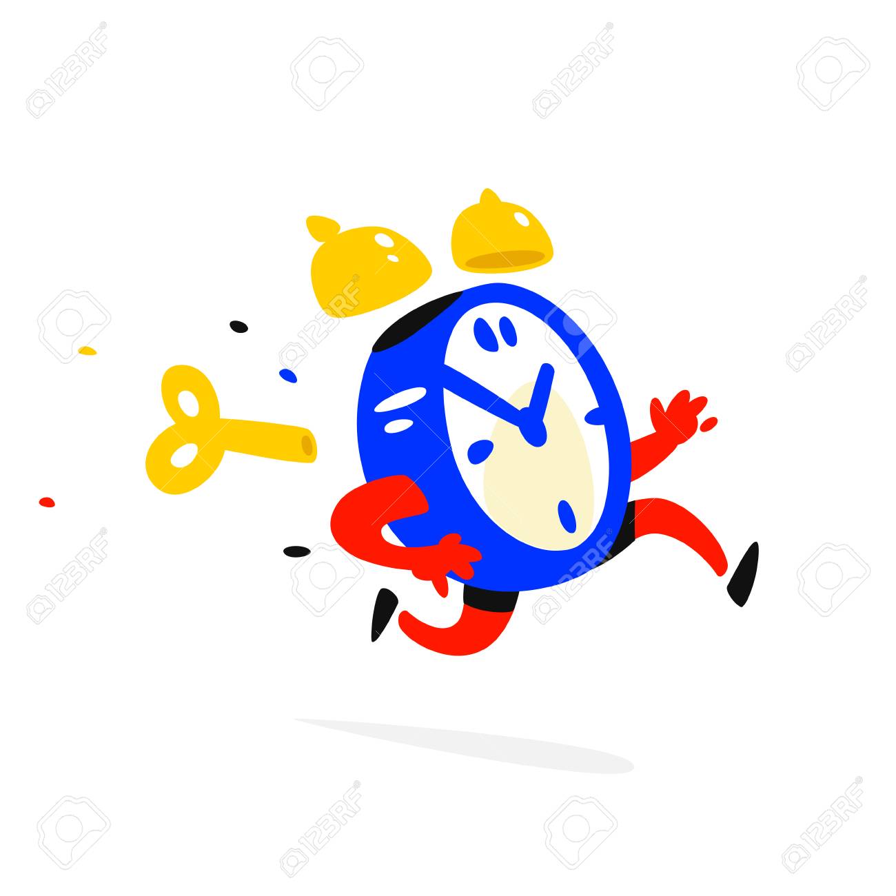 Personaje De Dibujos Animados Con Reloj Despertador. Ilustraci n