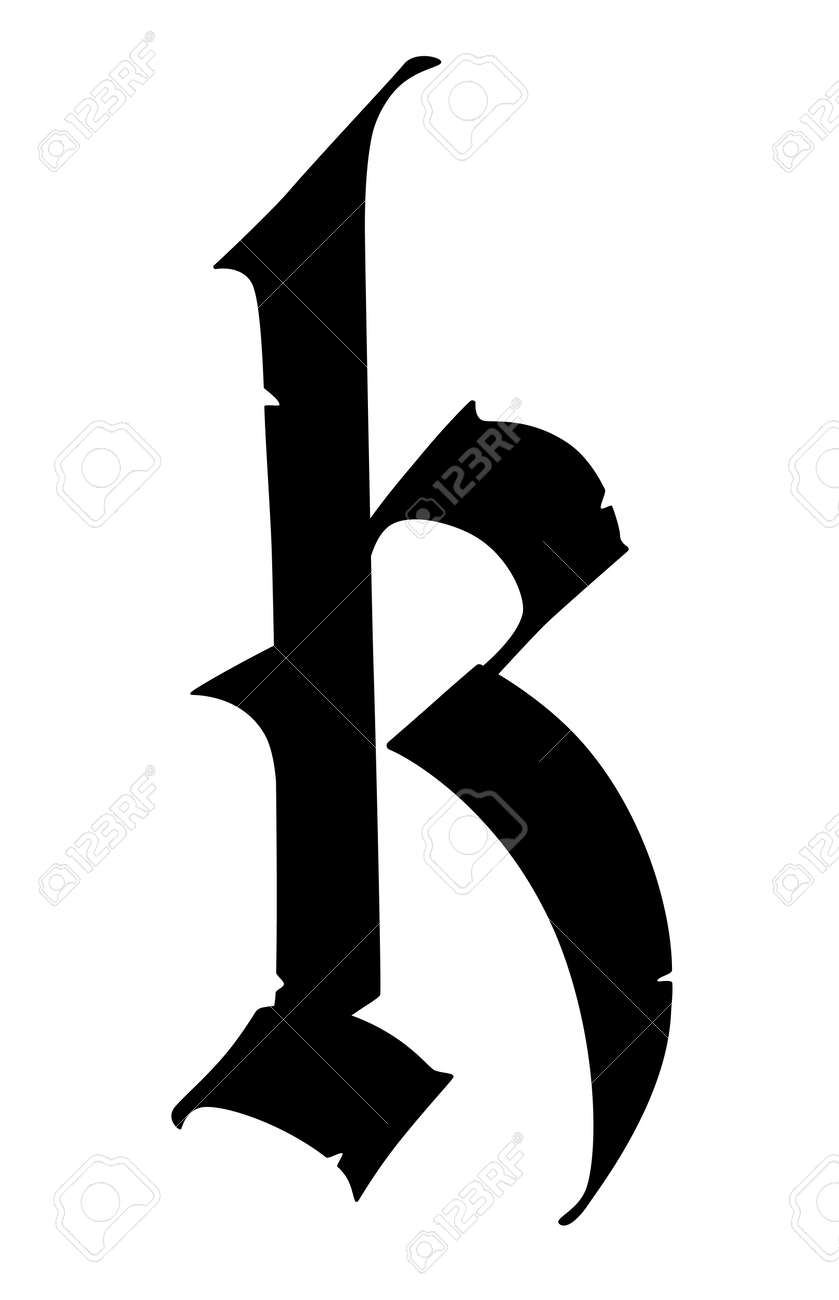 ゴシック様式の文字k。ベクター。アルファベット。シンボルは白い背景に分離されています。書道とレタリング。中世ラテン語の手紙。会社のロゴ。モノグラム。入れ墨のためのエレガントなフォント。のイラスト素材・ベクター  Image 177816937