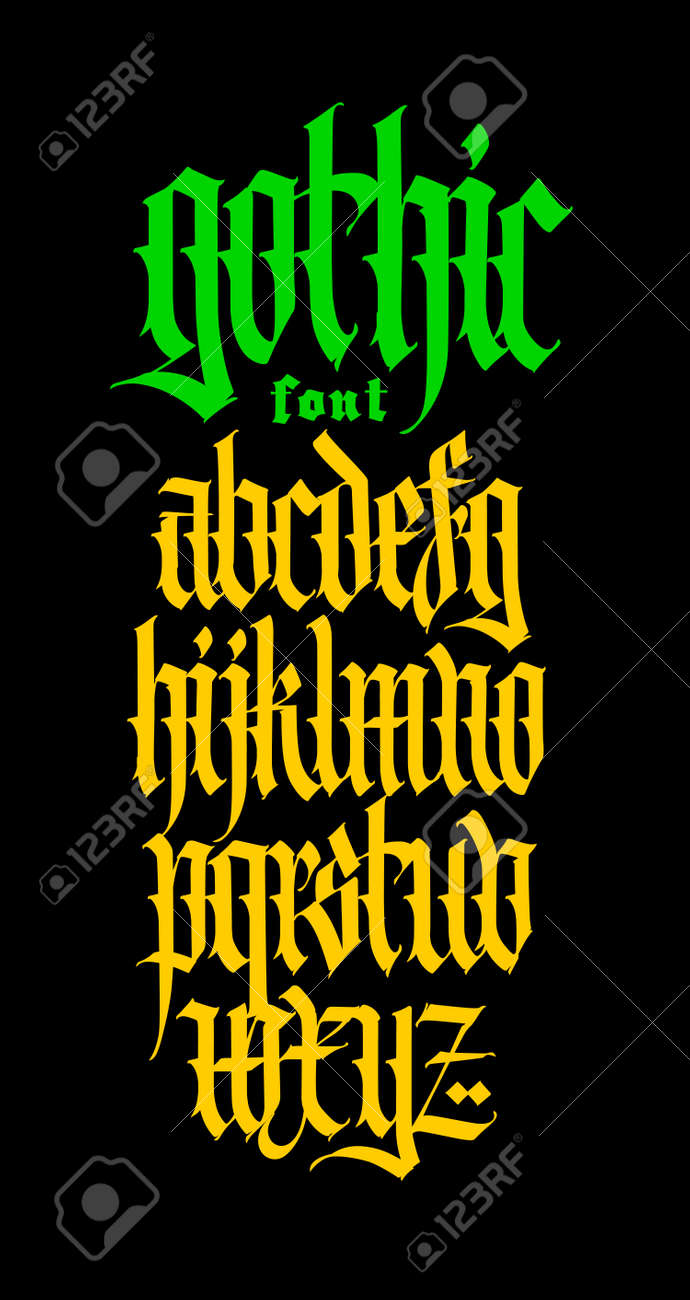 Gothic, display English font. Vector. Medieval latin letters of different  styles. European design. Calligraphy and lettering. Lowercase letters for  logos, labels and tattoos. 13786618 Vector Art at Vecteezy, image size:690x1300