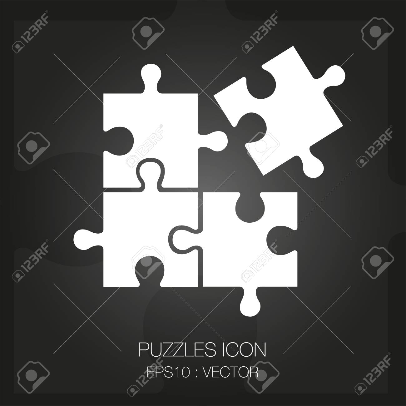 黒の背景に白のパズル アイコンをベクトルのイラスト素材 ベクタ Image
