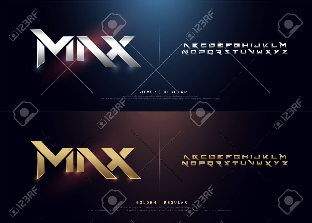 Elegant Silver and Golden Colored Metal Chrome Alphabet Font. Typography modern style gold font set for logo, Poster, Movie. vector illustration - 107410398 Elegant Silver and Golden Colored Metal Chrome Alphabet Font. Typography modern style gold font set for logo, Poster, Movie. vector illustration - 107410398