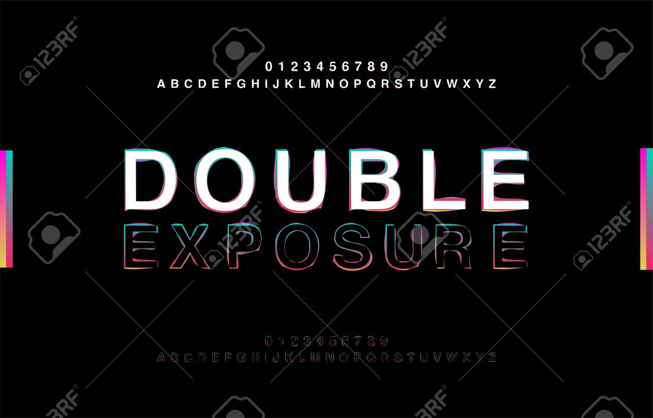 Abstrct Alphabet Double Exposure Glitch Modern Style Typography Royalty Free Cliparts Vectors And Stock Illustration Image 109026722