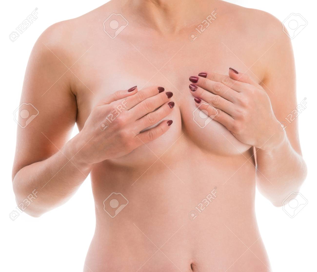 Naked Girl Holding Her Breast Stock Photo, Picture and Royalty Free Image.  Image 91631376.