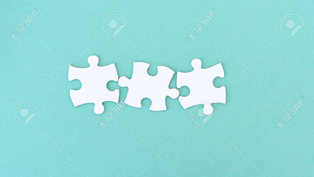 Download Jigsaw Puzzle Pieces In A Row For Inscription 3 Pieces Stock Photo Picture And Royalty Free Image Image 144315473