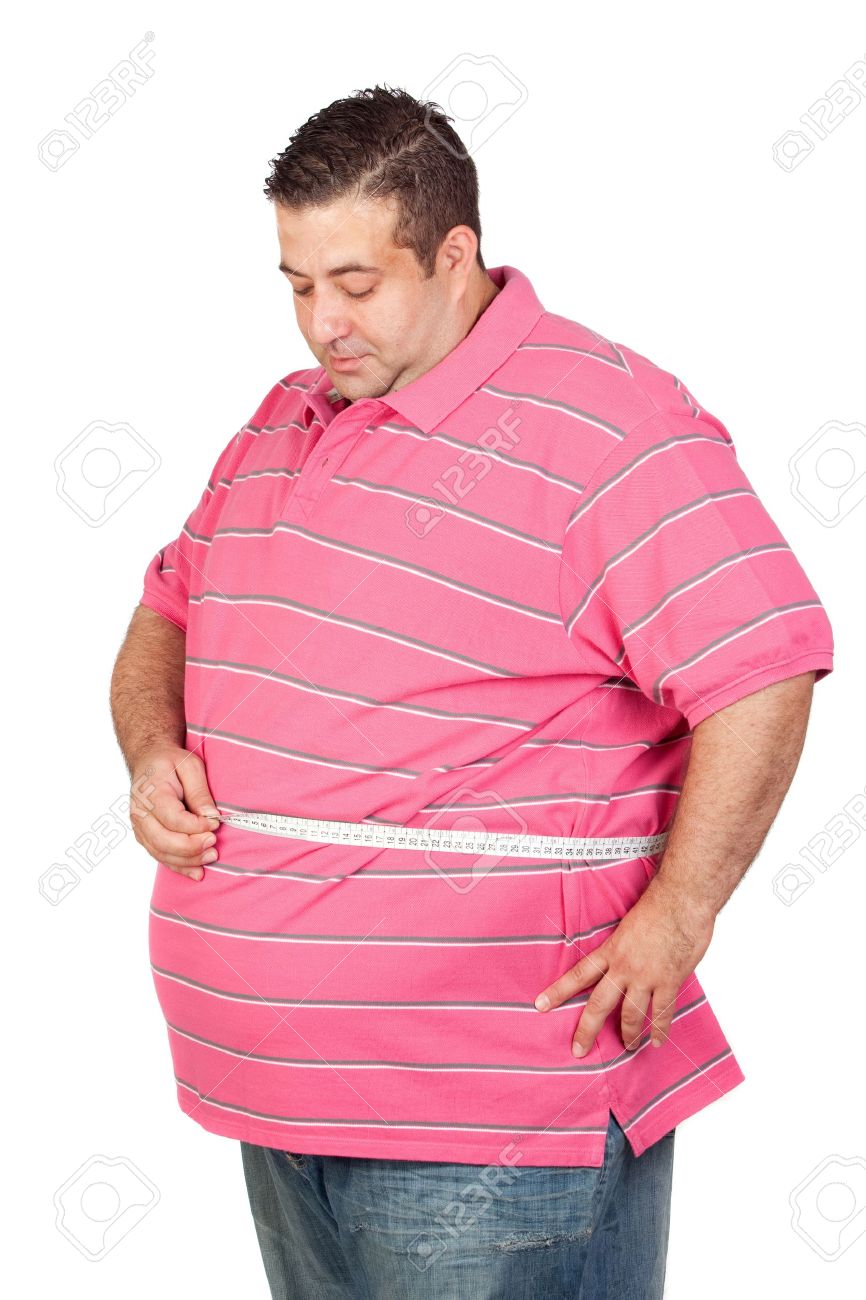 Fat man with a tape measure isolated on white background - 10564534 Fat man with a tape measure isolated on white background - 10564534