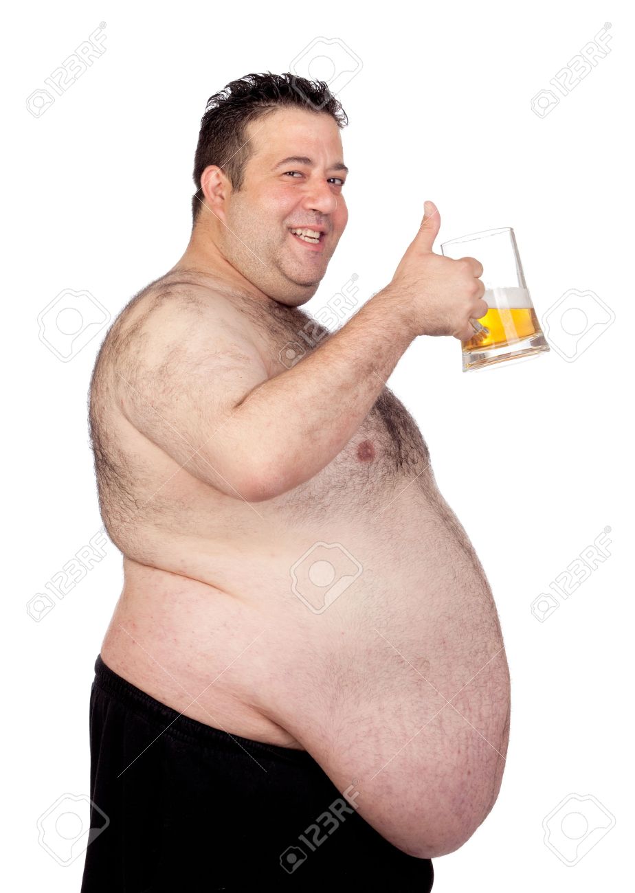 Fat Man Drinking A Jar Of Beer Isolated On White Background Stock Photo,  Picture And Royalty Free Image. Image 14018506.